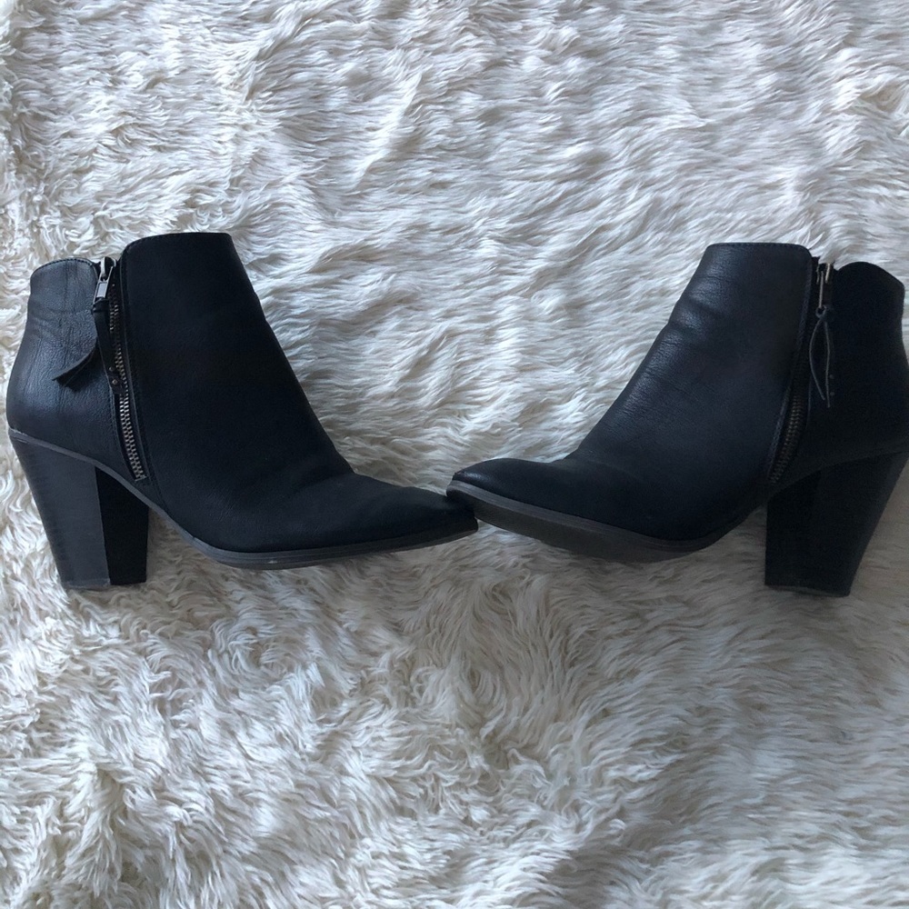 Black leather booties
